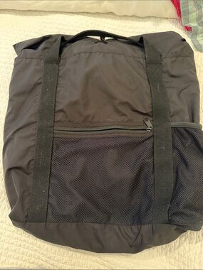 Offline Black Tote Bag with Front Mesh Pocket
